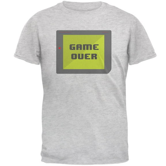 Halloween Old School Gamer Game Over Mens T Shirt Light Heather Grey SM