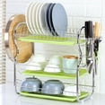 thumbnail image 2 of Zootealy Dish Drying Rack 3 Tier Dish Rack Steel with Removable Drain Board Storage Rack for Dish Drainer Utensil Holder Cutting Board Holder for Kitchen Countertop Organizer Storage, 2 of 8