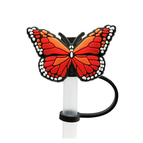 Colorful Butterfly Silicone Straw Cover - 8.0mm Fit for StanleCup, Reusable, Dust/Leak-Proof, Lightweight, Decorative Drinking Accessory