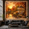 thumbnail image 6 of Autumn Gazebo with Ducks by a Calm Pond, Serene Boho for Nature Lovers, Scenic Wall Art Decor, Housewarming Gift, Tapestry Wall Hanging for Bedroom and Living Room, 6 of 7