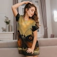 thumbnail image 3 of Wukai Majestic Butterfly Sunset Print Women's Loose Short Sleeve Nightgown, Soft Sleep Dress for Comfortable Relaxation, Casual Lounge Wear, 3 of 6
