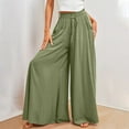 thumbnail image 6 of Women's Wide Leg Skirt Pants, High Waist Elastic Band, Casual Long Palazzo Trousers, Comfortable Fashion Bottoms for Women, Perfect for Office,Army Green,L, 6 of 6