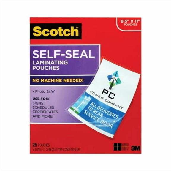Self-Sealing Laminating Pouches, 9.5 Mil, 9" X 11.5", Gloss Clear, 25/pack | Bundle of 2 Packs