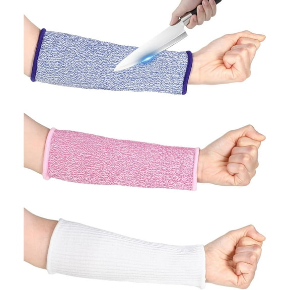 Minzimin 3Pairs Cut Resistant Sleeve Arm Protection Sleeves Protection Safety Protective Sleeves for Forearm Skin Bruising
