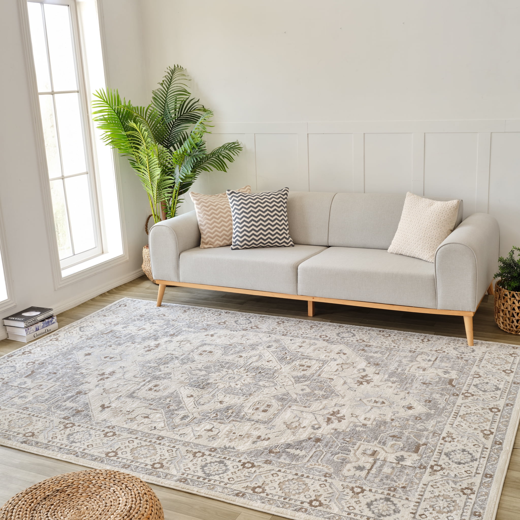 Rug Branch Nomad Persian Indoor Area Rug, Grey Beige, Oriental - Living Room, Bedroom, Dining Room, and Kitchen