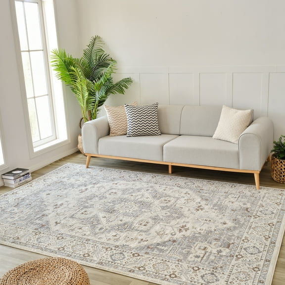 Rug Branch Nomad Modern Persian Indoor Area Rug, Grey Beige - 4'x6'