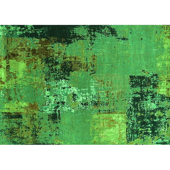 Ahgly Company Indoor Rectangle Oriental Green Industrial Area Rugs, 7' x 10'