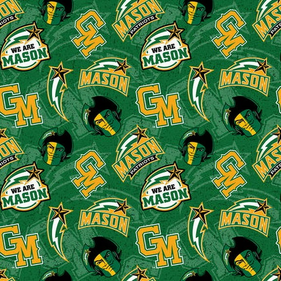 George Mason University Cotton Fabric with Tone on Tone Design-Sold by the Yard