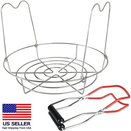 

Stainless Steel 11 Strong Canning Rack with Tongs Hold 8 Pint or 7 Quart Jars