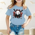 thumbnail image 2 of YUEHUA Clothes for Girls 10-12 Summer Boys Girls and Children's Short Sleeved Baseball Patterned Casual Loose Fitting Short Sleeved T Shirt, Size 4-5 Years, 2 of 6