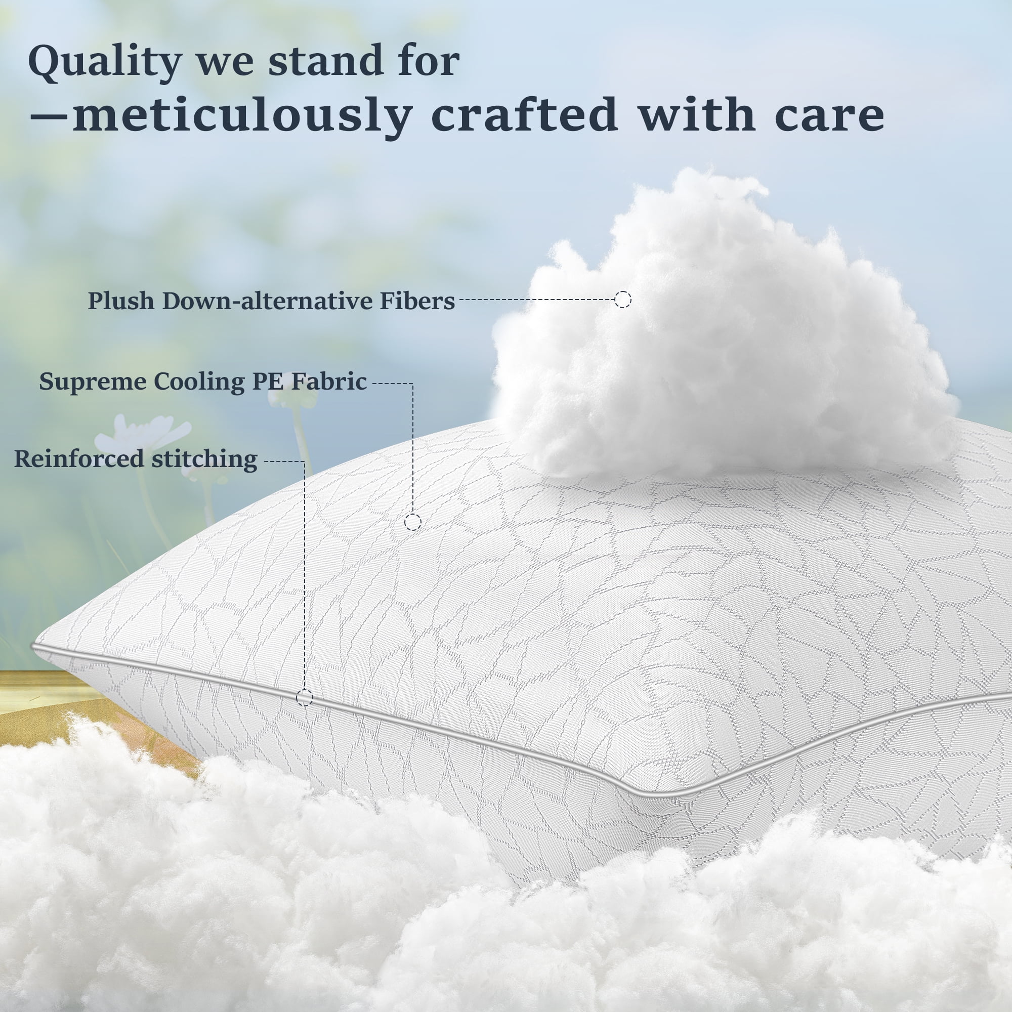 FAPO Cooling Bed Pillows Queen Size,Premium Down Alternative Pillows for Bed 2 Pack with Breathable Cover