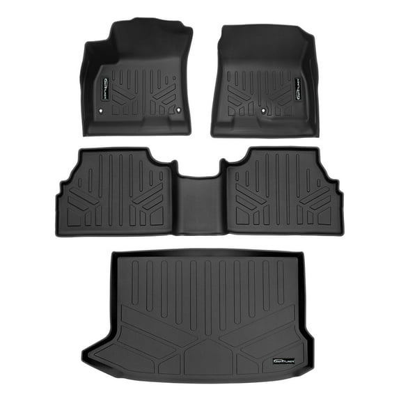 SMARTLINER All Weather Protection Custom Fit Floor Mats 2 Rows and Cargo Liner Set Black Compatible With 2018-2025 Hyundai Kona Electric
