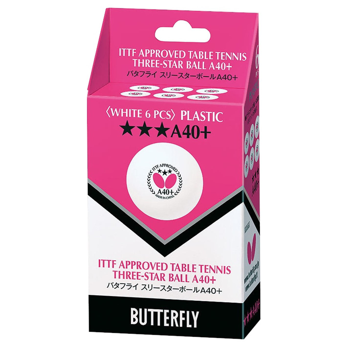 Butterfly A40+ 3 Star Table Tennis Balls Poly 3 White 40Mm Ittf Approved 