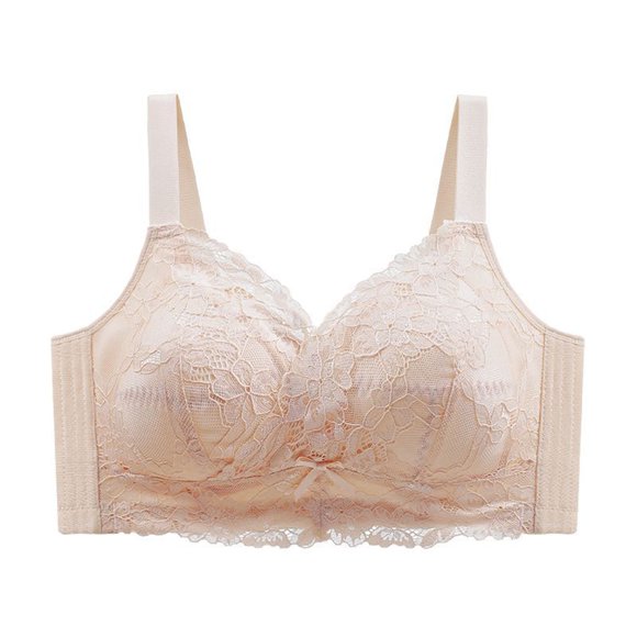 UPPADA Bras for Women No Underwire Wide Straps Comfortable Everyday Bras Push up Seamless Bras Full Coverage Wirefree Bras Under 10 Khaki,S