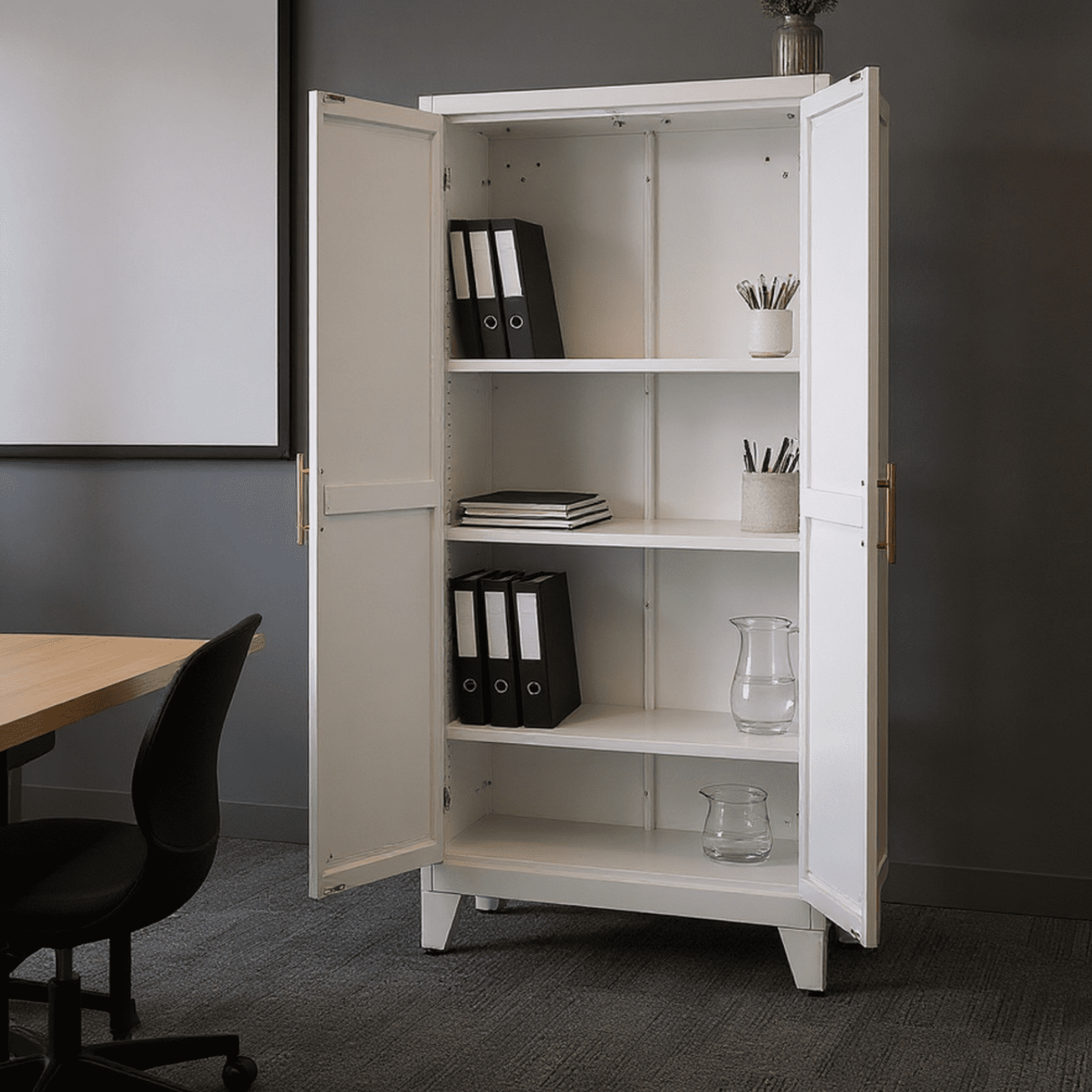 Homy Casa 2-Door File Cabinet with Adjustable Shelves, White, 70.8" H Tall Storage Cabinet for Home Office