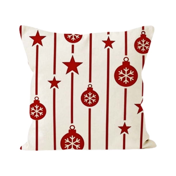 Fundas de cojín navideñas, 18 x 18 pulgadas, funda de almohada de lino navideña, decoraciones de copos de nieve de invierno, cojines decorativos navideños, vacaciones de Navidad
