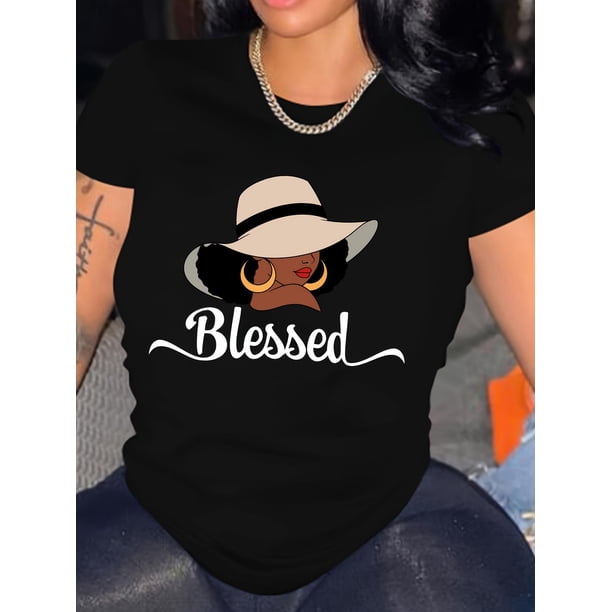 Portrait Print T-shirt, Casual Short Sleeve Crew Neck Top For Spring & Summer, Women's Clothing Tee For Adult, Men, Women, Teen, Teenager, Adolescent, Youth