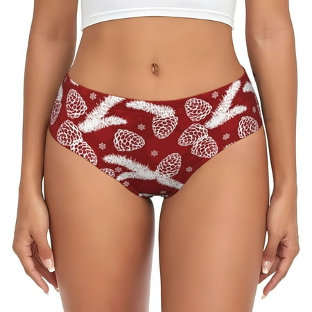 Womens Underwear - Christmas Holiday Pinecone No Show Seamless Underwear for Women  Stretch Women s Panties  Hipster Soft Comfort Ladies Panties Bikini Underwear Briefs