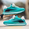 thumbnail image 3 of Men'S Stylish All-Season Sneakers - Round Toe Lace-Up Design, Green & White Striped Outdoor Sneakers for Hiking ， Breathable Faux Casual Shoes with PVC Sole,, 3 of 9