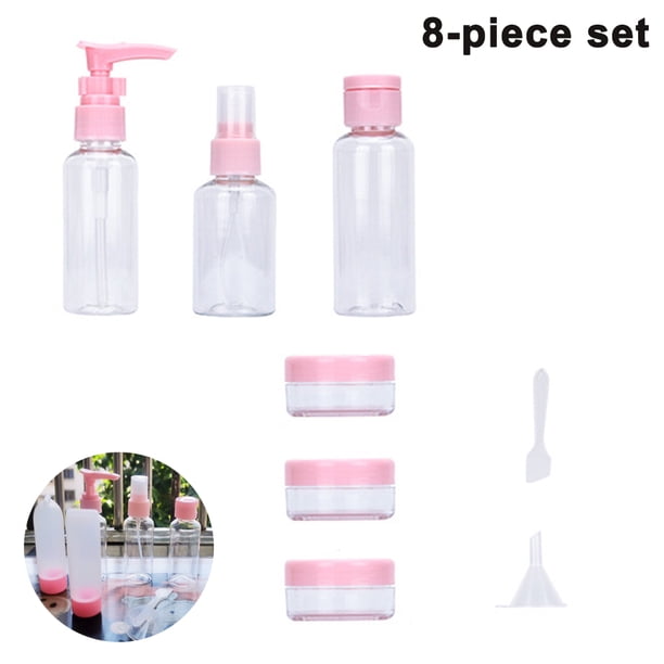 Juego de botellas de viaje de 8 piezas, contenedor de líquido portátil a prueba de fugas, accesorios de viaje, bolsa de cosméticos, botellas de viaje, adecuado para avión, viaje, hotel MFZFUKR 2035599-3