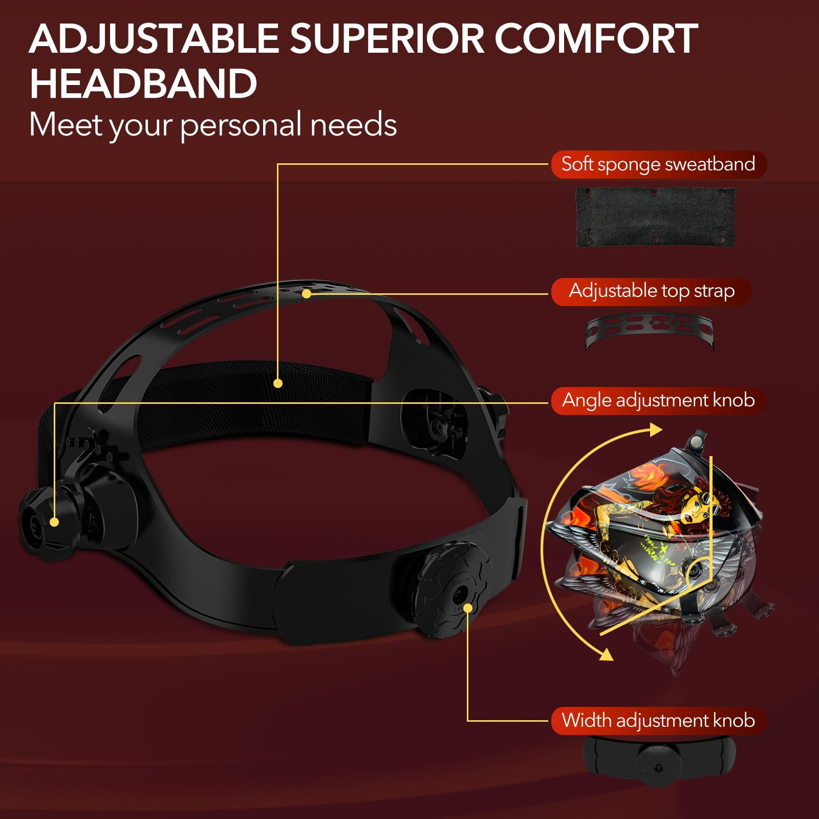 Welding Helmet Auto Darkening with LED Light Large View Solar Powered True Color Welding Hood 4 Arc Sensor Wide Shade 4/5-9/9-13 Welding Mask for TIG MIG Arc Weld Grinding