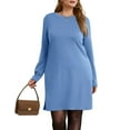 thumbnail image 3 of UVN Dresses for Women Fall Winter Long Sleeve Crewneck Casual Pullover Sweatshirt Dress with Side Split, 3 of 9