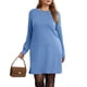 thumbnail image 2 of UVN Vestidos para Mujer Otoño Invierno Manga Larga Cuello Redondo Casual Jersey Sudadera Vestido con Abertura Lateral, 2 of 8