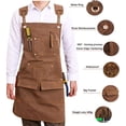 thumbnail image 3 of Delantales de carpintería para hombres, delantales de trabajo de lona encerada con 9 bolsillos, correas cruzadas en la espalda XXXL, 3 of 3