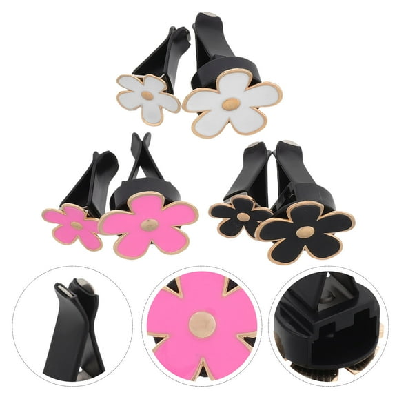 Tineasur Daisy Flower Car Air Freshener Clips, Assorted Colors, Metal, Stylish Aesthetic, Easy Install, 6Pcs