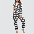 thumbnail image 4 of Conjunto de top y pantalones de poliéster con bolsillos largos y estampado de cuello redondo informal para mujer, 4 of 6
