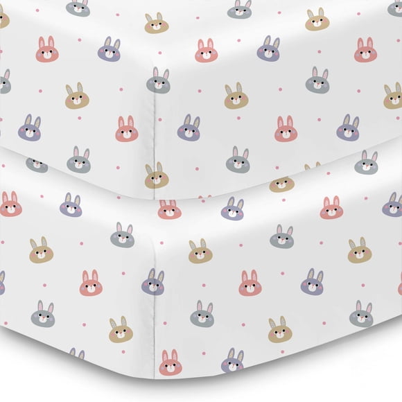 BreathableBaby Drap-housse en percale de coton, pour matelas de lit de bébé et de tout-petit de 52 po x 28 po/132 x 71 cm (paquet de 2)