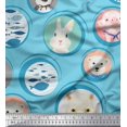 thumbnail image 1 of Soimoi Silk Fabric Circle,Fish & Cute Animals Patchwork Decor Fabric Printed Yard 42 Inch Wide, 1 of 3