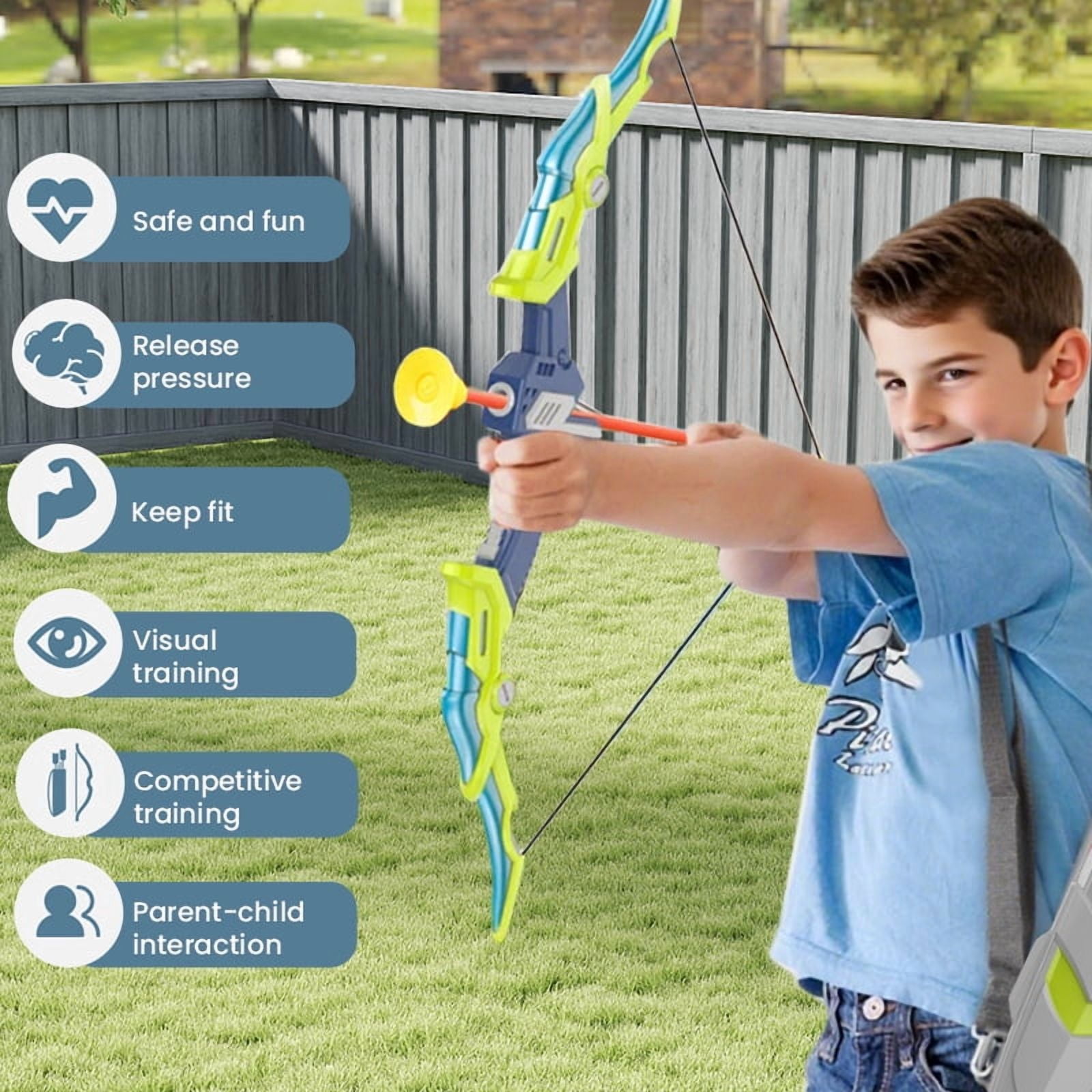 2-Pack Bow and Arrows Set for Kids, Light-up Archery Toys with Arrows Targets for Sports Outdoor Games Backyard Birthday Gifts