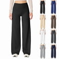 thumbnail image 2 of AEXTO Wide Leg Pants Women Stretch Flare Yoga Pants Comfy Waisted Tummy Control Bootcut Leggings Athletic Sweatpants, 2 of 10