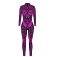 thumbnail image 5 of Women Party Costume Skull Print Long Sleeve Jumpsuit Outfit Overall Stretch Jumpsuit Rompers Playsuit, 5 of 5