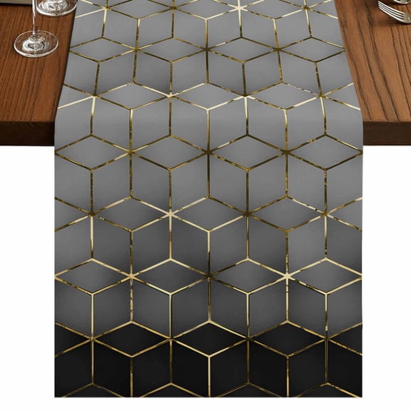 Table Runners 60 Inches Long Dress Scarves, Ombre Gray Geometric Farmhouse Kitchen Table Runner, Small Coffee Tablerunners, Modern Abstract Art 13x60 Inch