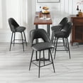 thumbnail image 5 of Zesthouse 26.4" Swivel Counter Stools Set of 4, Faux Leather Upholstered Counter Height Bar Stools with Open Back and Metal Legs, Mid Century Modern Bar Stools for Kitchen Island Home Bar , Black, 5 of 12