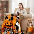 thumbnail image 5 of Halloween Blanket Happy HalloweenSoft Throw Blanket - Halloweens Themed Gift with Trick or Treat Pumkin Ghost Witch Black Cat Spider Bat Skull 50" X 60", 5 of 5