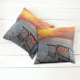thumbnail image 2 of Ambesonne Nature Throw Pillow Cover 2 Pack, Beach with Colorful Sky, 24", Orange Red Grey, 2 of 6