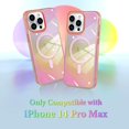 thumbnail image 2 of Case Designed for iPhone 14 Pro Max Compatible with Magsafe Fluorescent Iridescent Transparent Phone Case for Women Men Soft TPU Bumper Hard Back Shockproof Protective Cover-Clear/Pink, 2 of 12