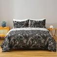 thumbnail image 4 of Black Queen Duvet Cover Sets - Breathable and Utrl Soft Bedding Comforter Cover, Home Decor, 100% Microfiber, 3 Pcs, Zipper Closure, Reversible Marble Design, 4 of 9