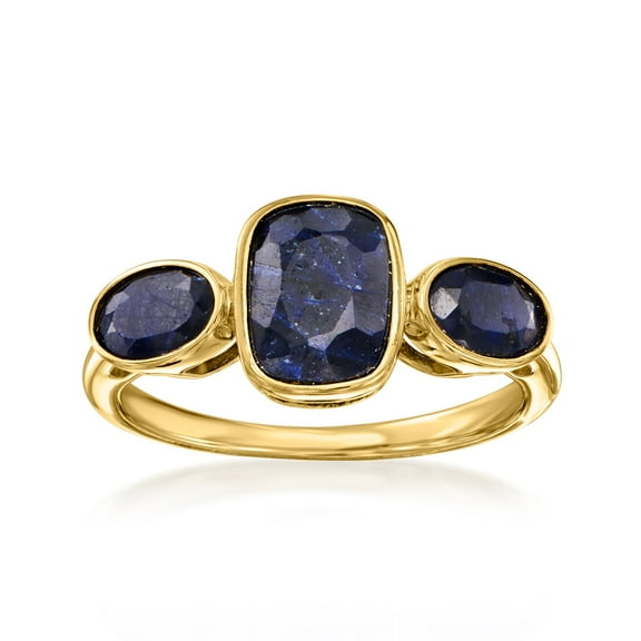 Ross-Simons 3.30 ct. t.w. Sapphire 3-Stone Ring in 18kt Gold Over Sterling, Women's, Adult