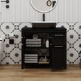 thumbnail image 3 of PULUOMIS 36 Inches Bathroom Vanity in Black Finish with Square Ceramic Vessel Sink, Single Bathroom Vanity with Top, 2-Door Cabinet and 2 Drawers, 3 of 18