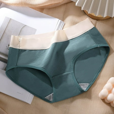 

Qazqa Ladies Autumn And Winter Pure Cotton Fashion Solid Color Triangle Mid Waist Seamless Panties Army Green L