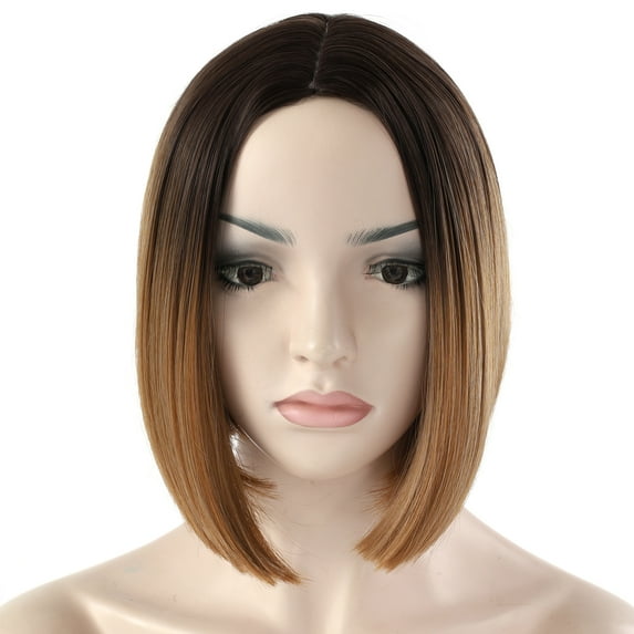 Onedor 11" Short Straight Middle Part Synthetic Heat Resistant Bob Wigs, Full Head Hair Wigs for Women, Girls (T6/27)