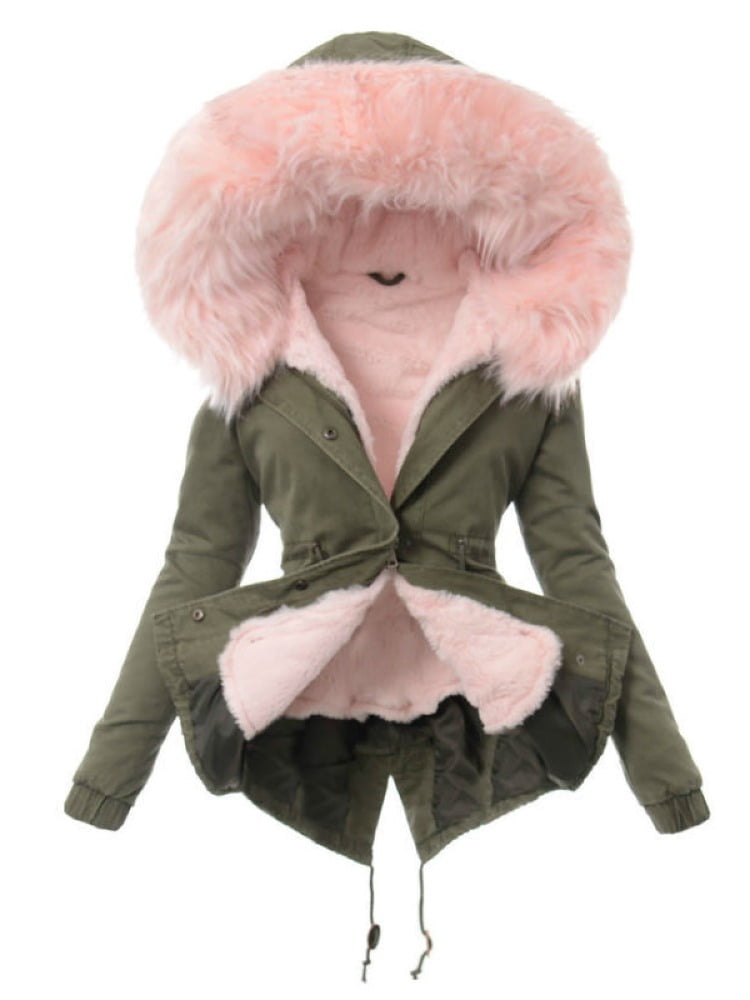 Winter Women Fur Hooded Coat Warm, Womens Winter Coat Fur Hood
