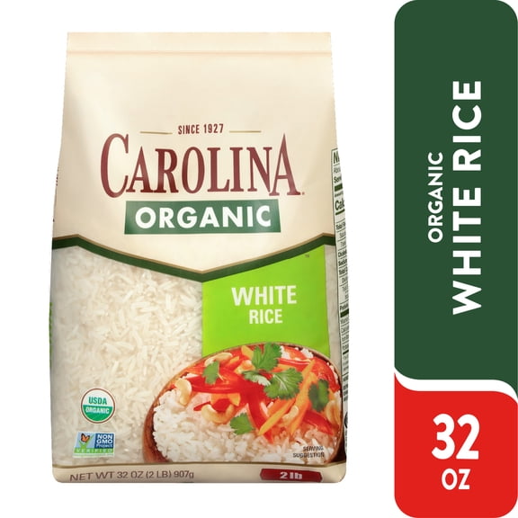 Carolina Organic White Rice, Long Grain, Gluten-Free, Non-GMO, 2 lb Bag