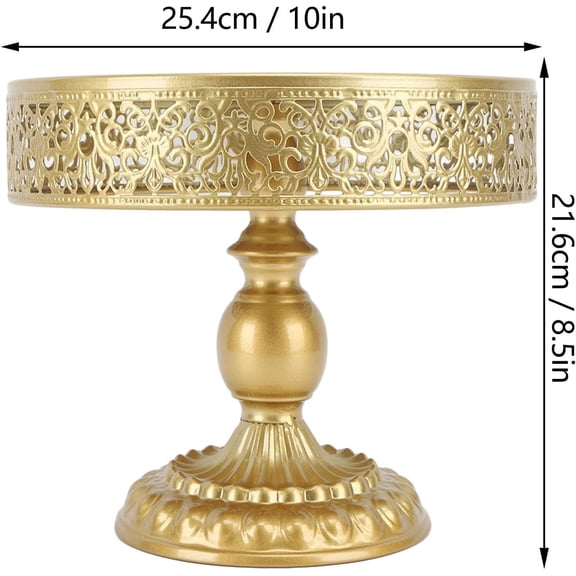 Vintage Golden Cake Stand Round Dessert Display Plate for Party Wedding (M)