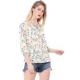 thumbnail image 2 of INSPIRE CHIC Women's Round Neck 3/4 Raglan Sleeve Drawstring Blouse, 2 of 6