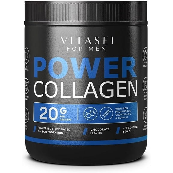 VITASEI BCAA Powder W/Collagen for Men– Energy Gym Supplement, Natural, Organic & Vegan Protein, Pre/Post Workout, Muscle Recovery, Borojo, Chontaduro, Citric Acid, Vitamin D, Calcium, Potassium, Iron